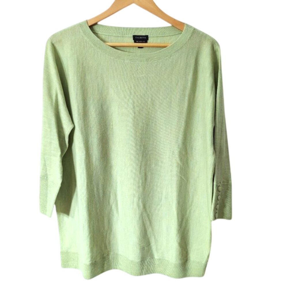Talbots 100 Merino Wool Women's Light Green‎ Sweater XL